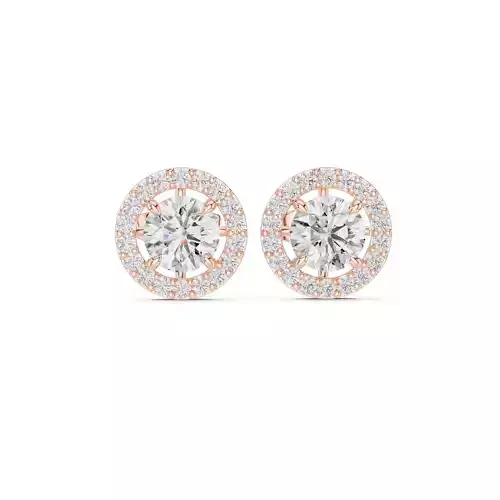 Round Cut Halo Diamond Stud Earring 3DM STL Video 3D print model
