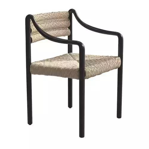 Pamplona Ebonized Ash Wood Dining Armchair Crate and Barrel 