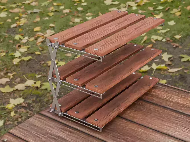 Wooden Camping Shelf Low-poly 3D model