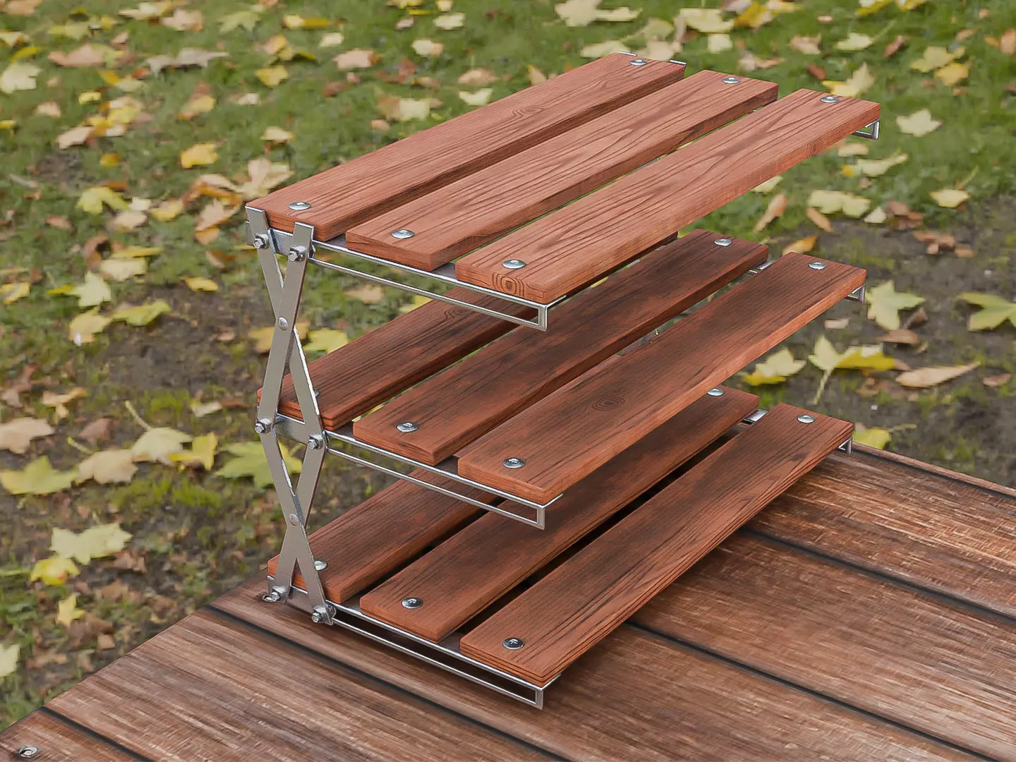 Wooden Camping Shelf Low-poly 3D model
