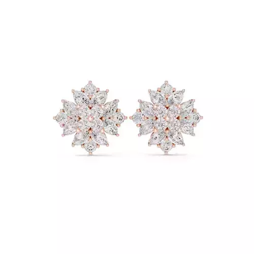 Marquise and Round Cut Diamond Stud Earring 3DM STL Video 3D print model