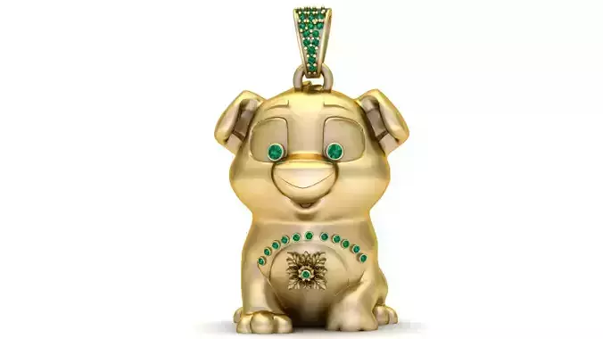 Gold puppy pendant 