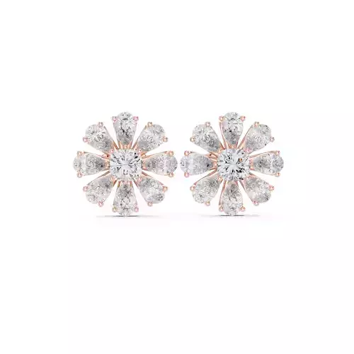 Cushion and Pear Cut Diamond Halo Stud Earring 3DM STL Video 3D print model