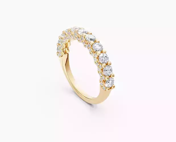 N R04 Half Eternity Wedding Band Diamond Ring 3D print model