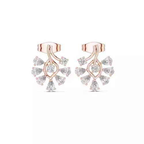 Pear and Round Cut Diamond Nature Inspired Earring 3DM STL Video 3D print model