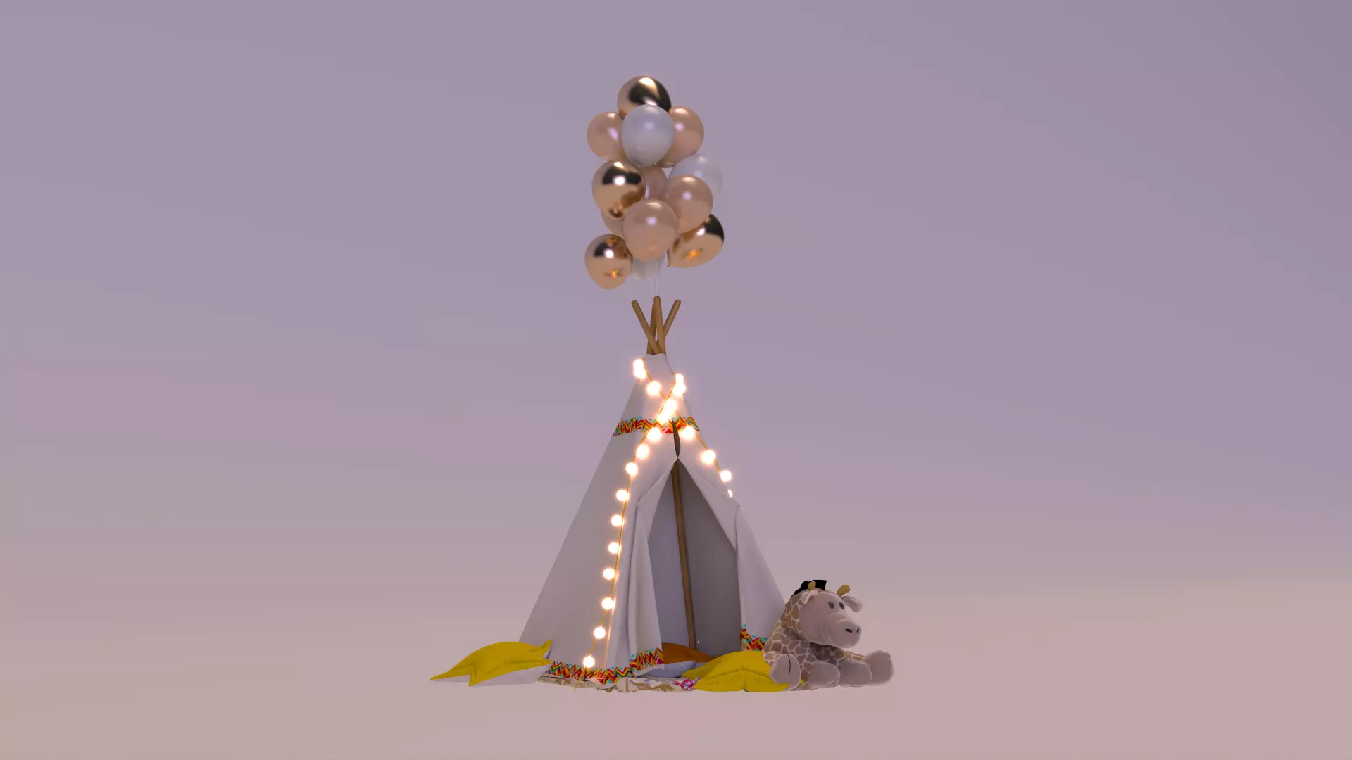 Teepee Tent - Kids Room - Event Decor 3D Model 3D model_1