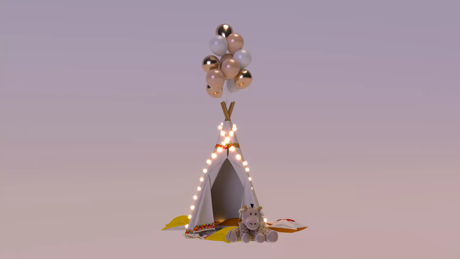 Teepee Tent - Kids Room - Event Decor 3D Model 3D model_2
