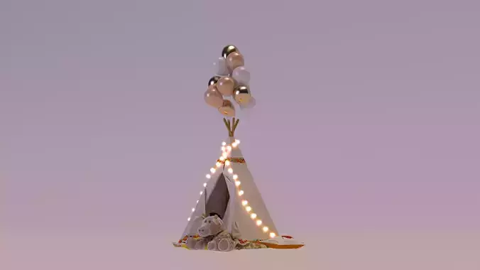 Teepee Tent - Kids Room - Event Decor 3D Model