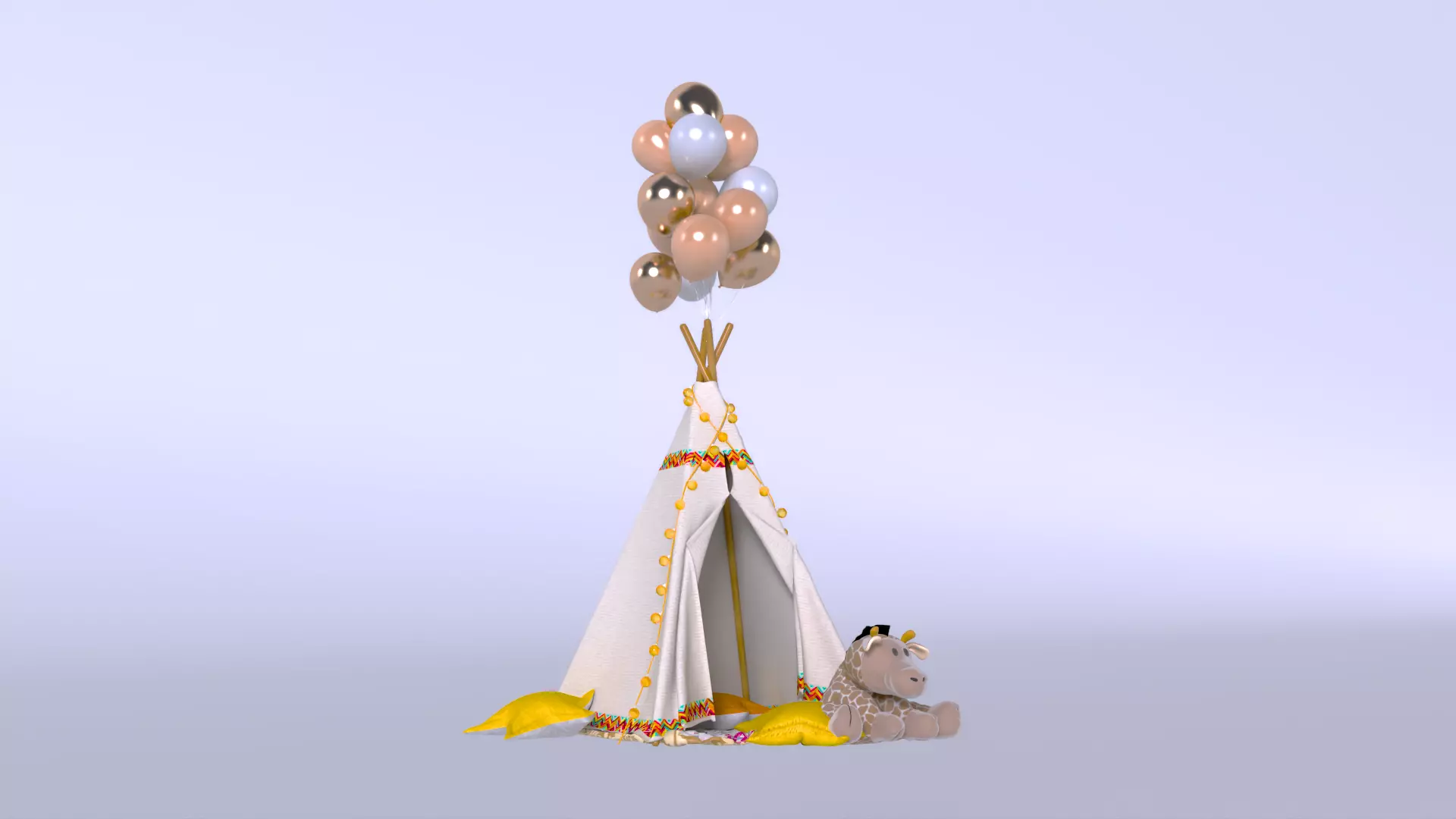 Teepee Tent - Kids Room - Event Decor 3D Model 3D model_3