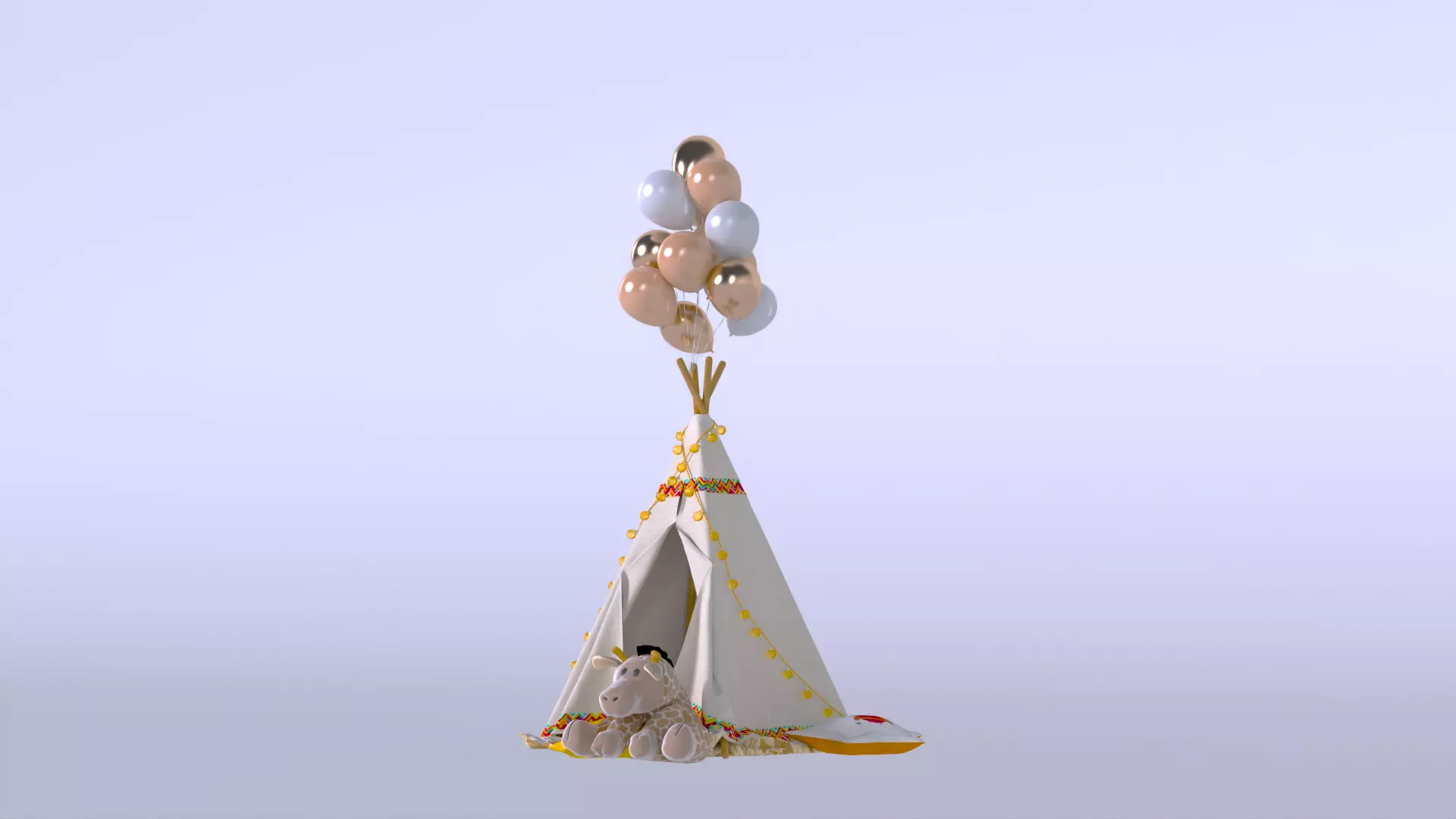 Teepee Tent - Kids Room - Event Decor 3D Model 3D model_4