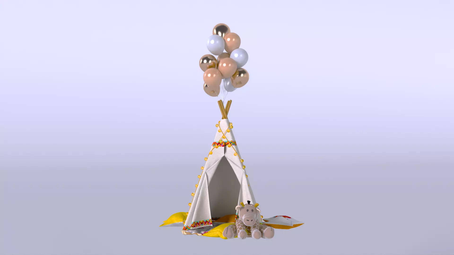 Teepee Tent - Kids Room - Event Decor 3D Model 3D model_5