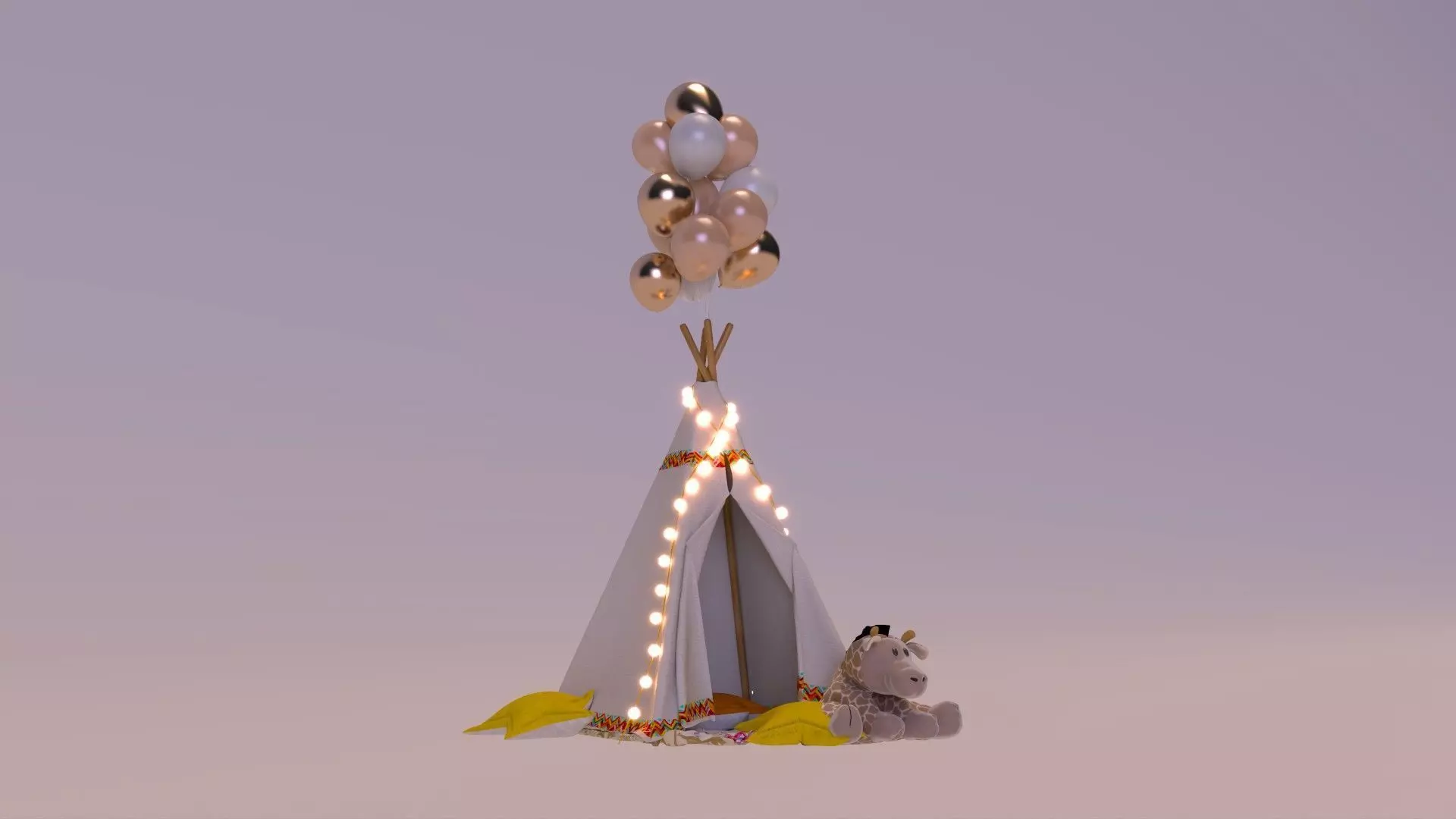 Teepee Tent - Kids Room - Event Decor 3D Model 3D model_6