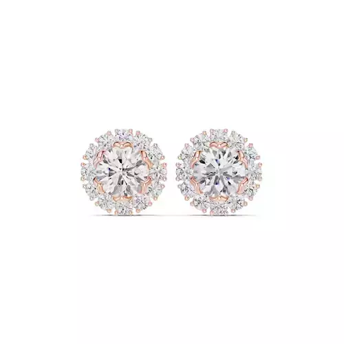 Round Cut Halo Diamond Stud Earring 3DM STL Video 3D print model