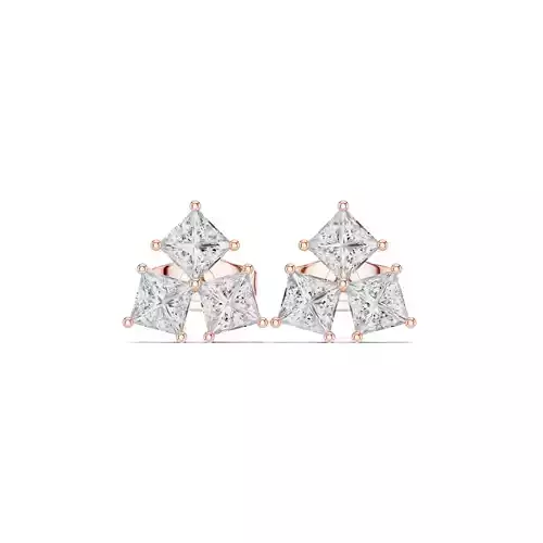 Three Princess Cut Diamond Stud Earring 3DM STL Video
