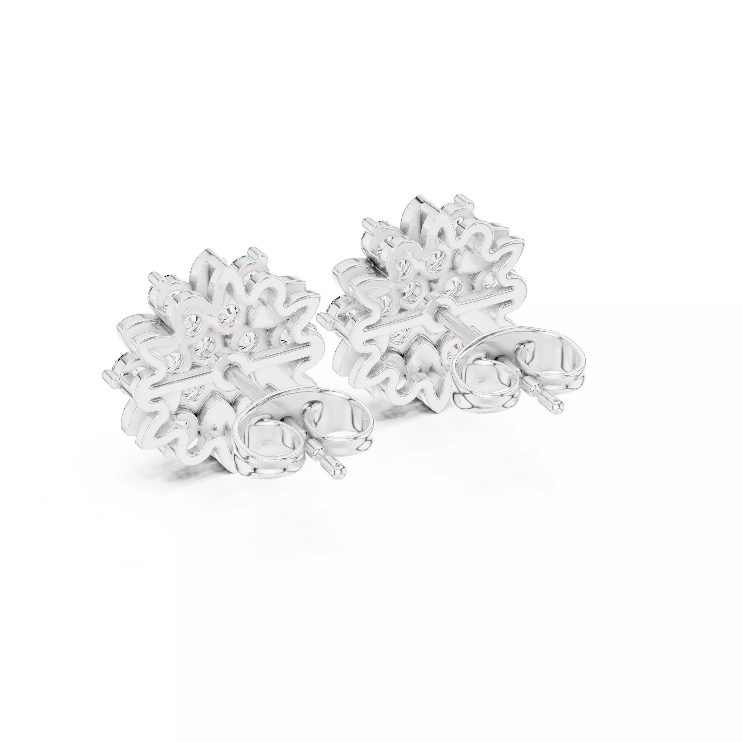 Round Cut Diamond Leaf Earring 3DM STL Video 3D print model_11