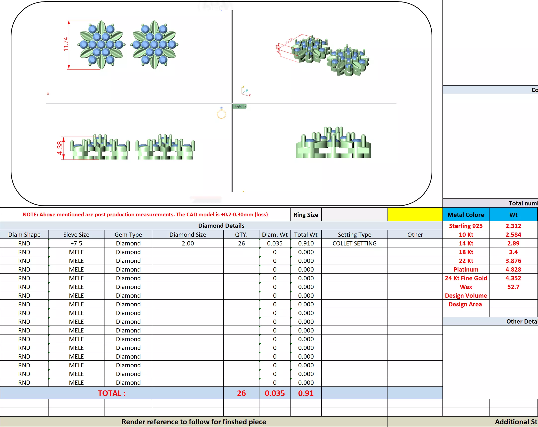 Round Cut Diamond Leaf Earring 3DM STL Video 3D print model_13