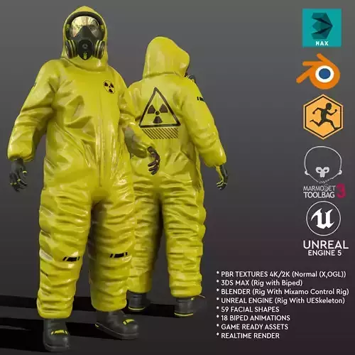 Bio Hazard Protective Suit Low-poly 3D model