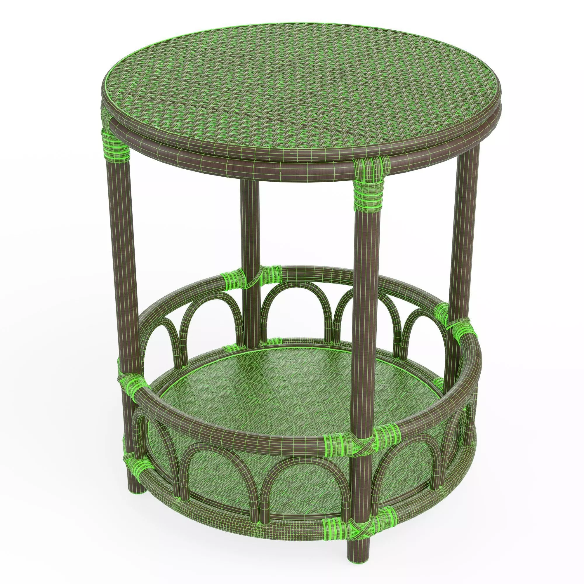 Rattan table 3D model_4