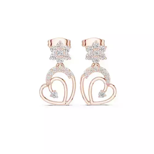 Round Cut Diamond Heart Shape Earring 3DM STL Video 3D print model
