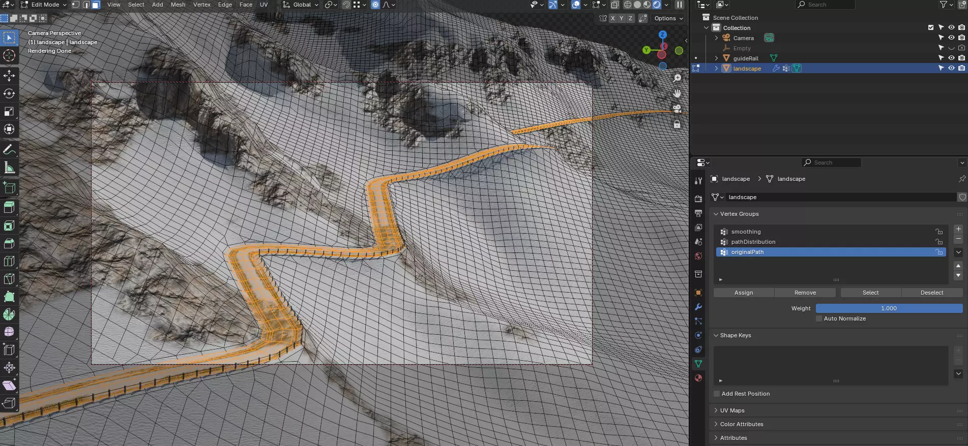 Stylized Mountain Road Landscape Alpine Trail 3D model_4