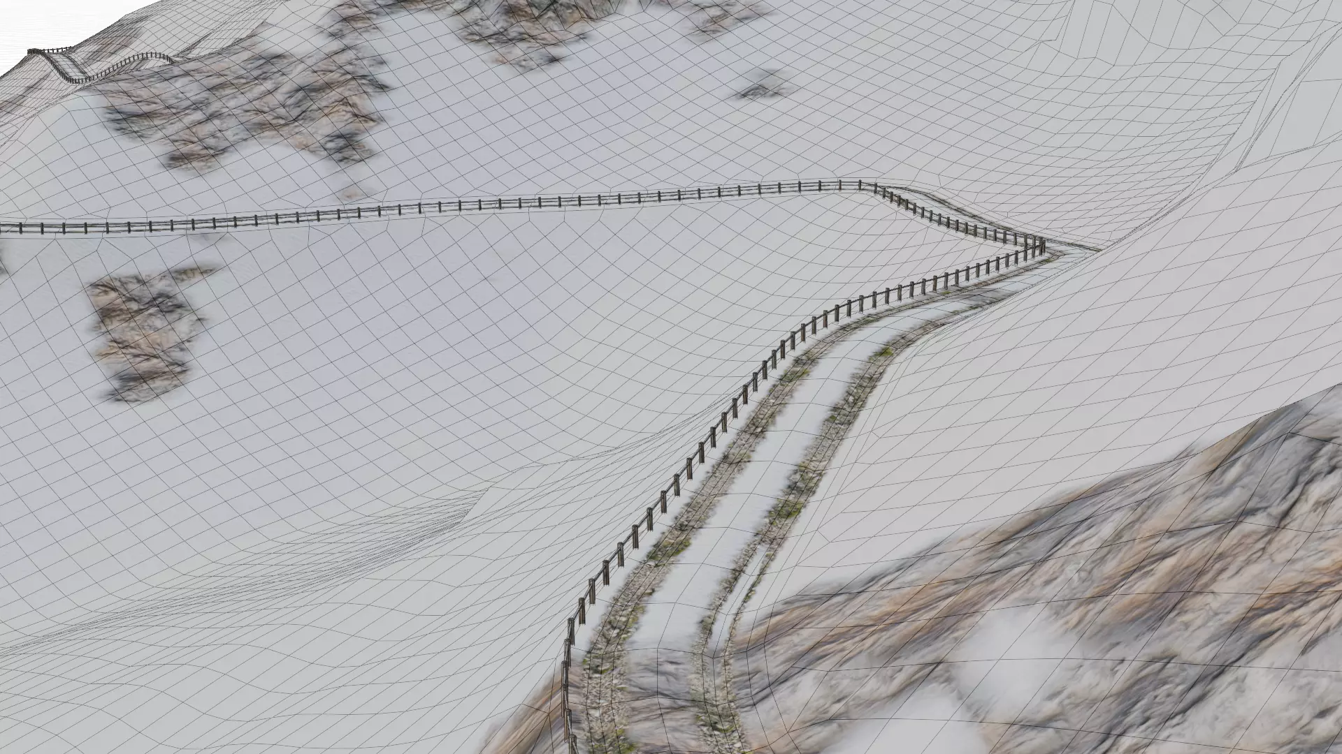 Stylized Mountain Road Landscape Alpine Trail 3D model_15