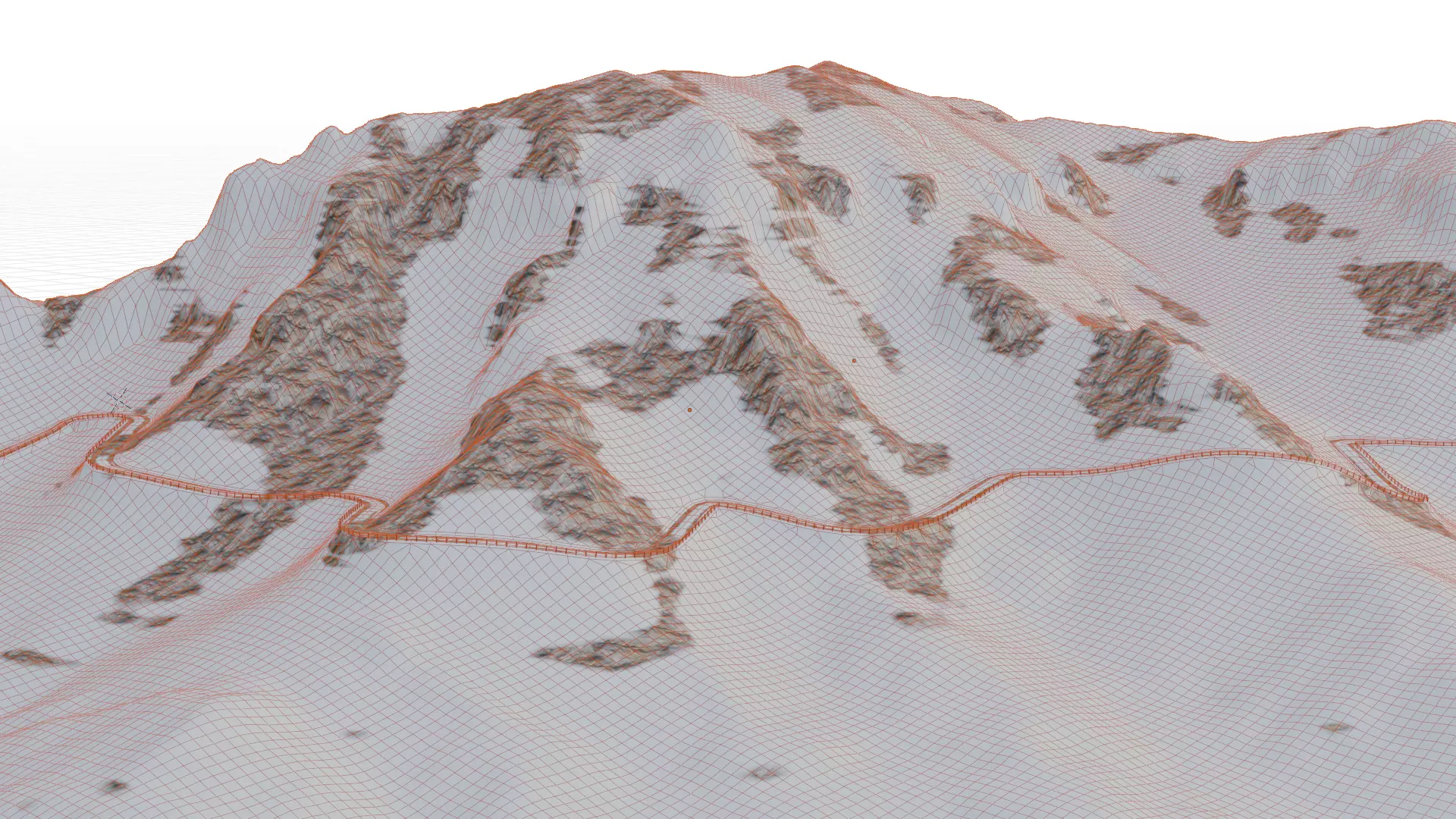 Stylized Mountain Road Landscape Alpine Trail 3D model_9