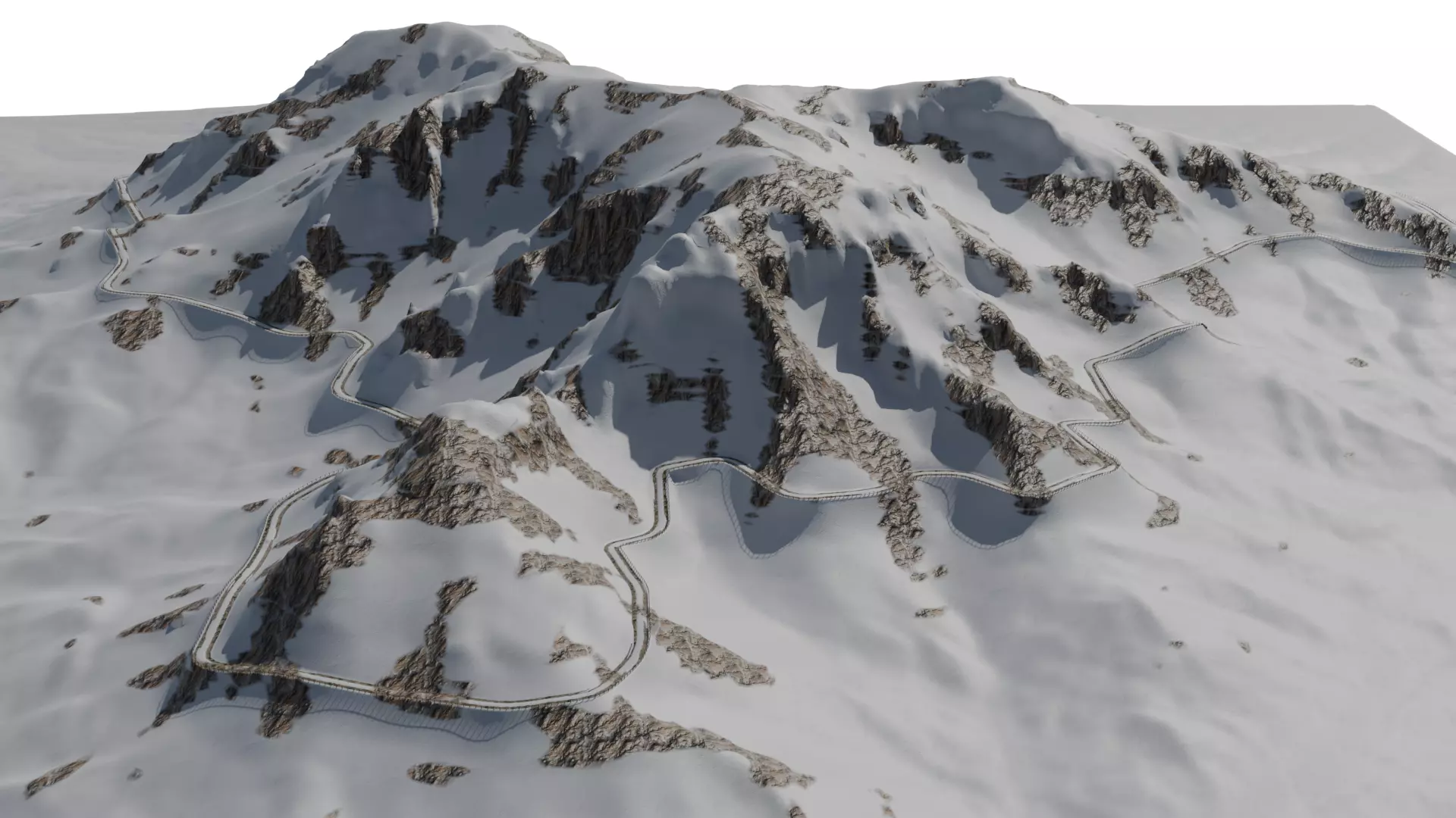Stylized Mountain Road Landscape Alpine Trail 3D model_14