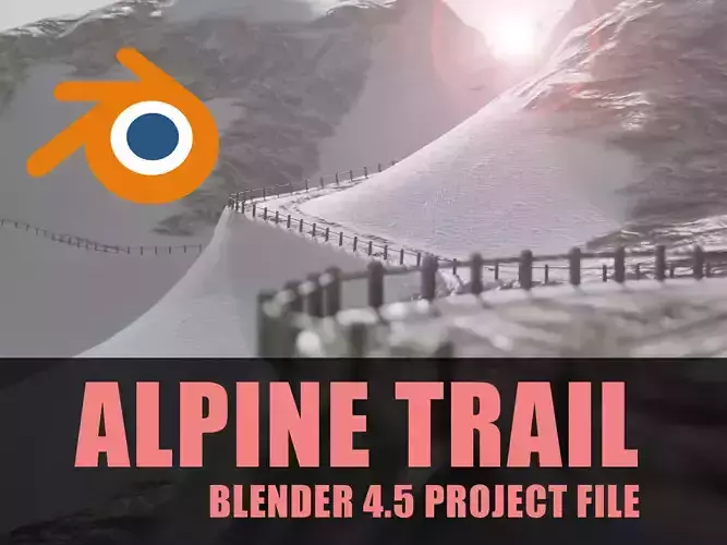 Stylized Mountain Road Landscape Alpine Trail 3D model