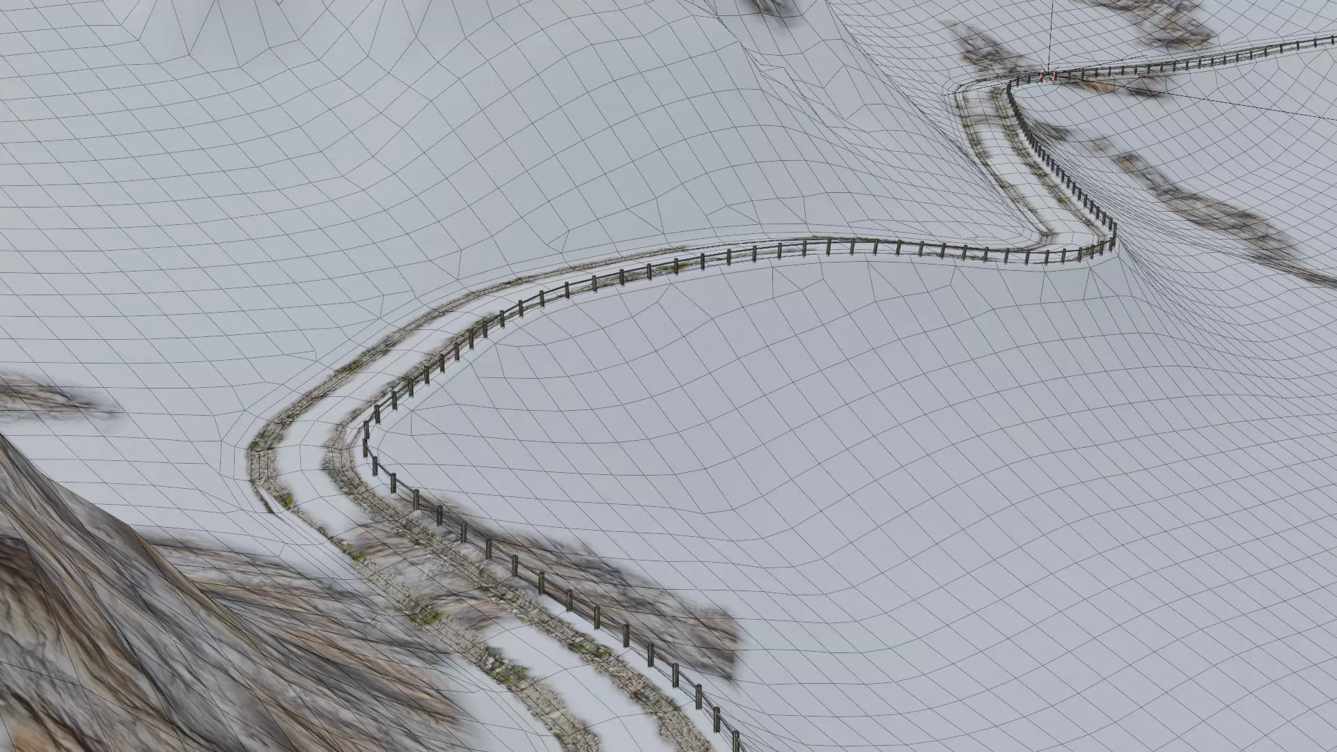 Stylized Mountain Road Landscape Alpine Trail 3D model_16