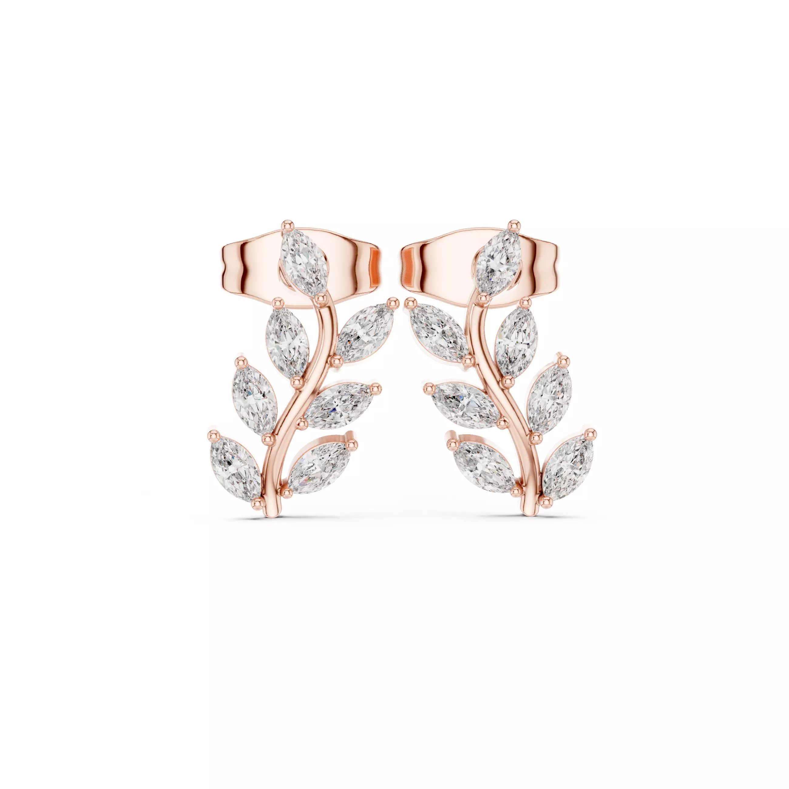 Marquise Cut Diamond Tree Leaf Earring 3DM STL Video 3D print model_0