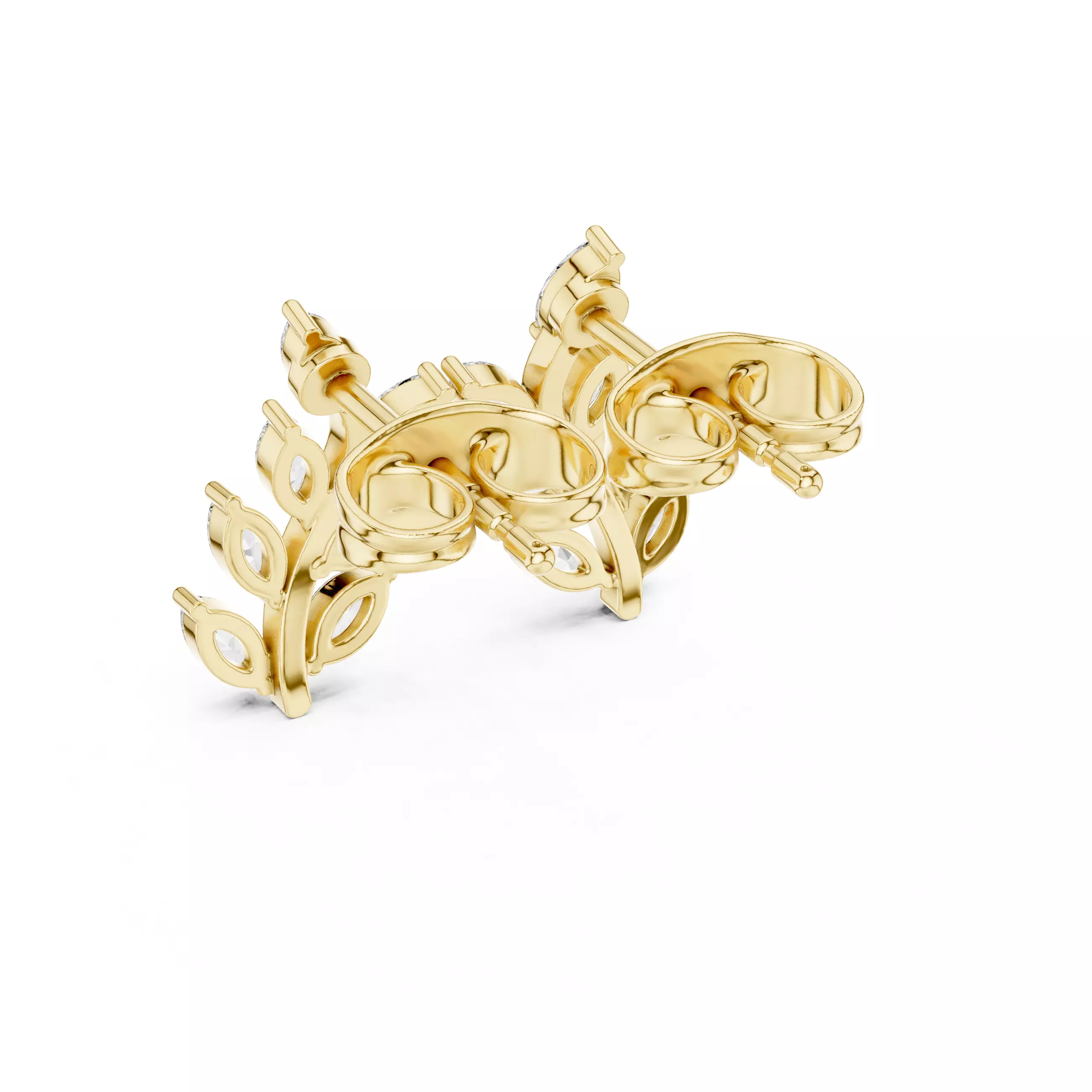 Marquise Cut Diamond Tree Leaf Earring 3DM STL Video 3D print model_7