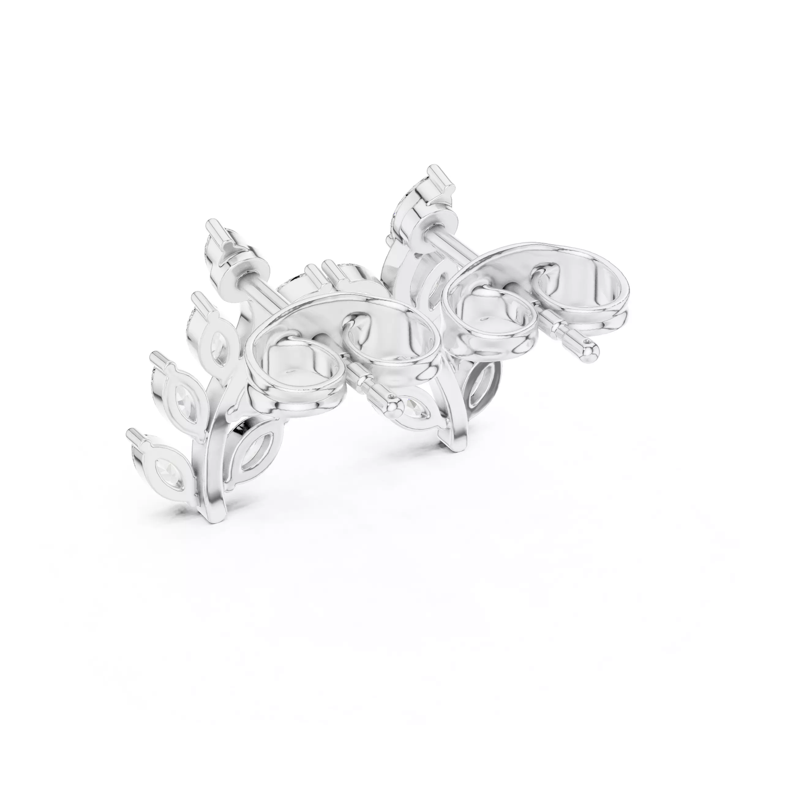 Marquise Cut Diamond Tree Leaf Earring 3DM STL Video 3D print model_11