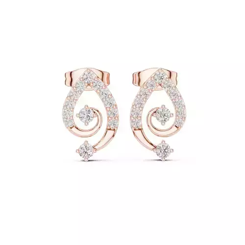 Round Cut Diamond Fancy Stud Earring 3DM STL Video 3D print model