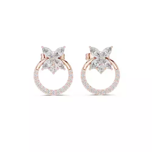 Marquise and Round Cut Diamond Stud Earring 3DM STL Video 3D print model