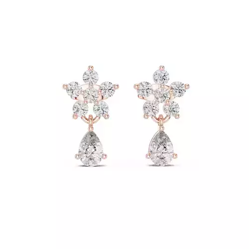 Pear and Round Cut Diamond Drop Earring 3DM STL Video