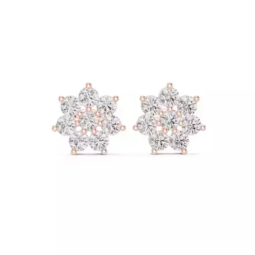 Round Cut Diamond Cluster Halo Earring 3DM STL Video 3D print model