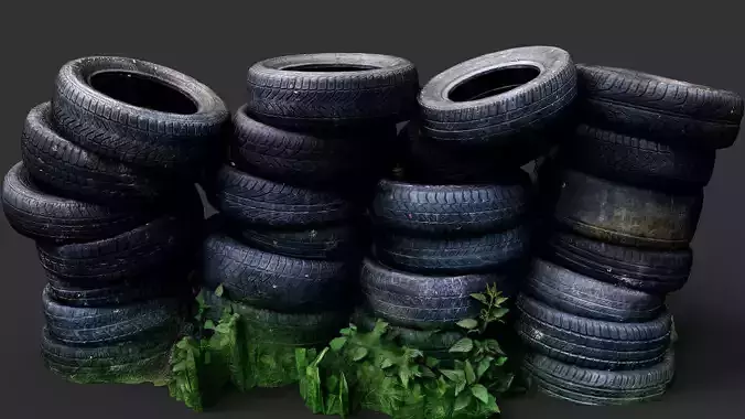 tires street abandoned barricade pt2 PBR photogrammetry