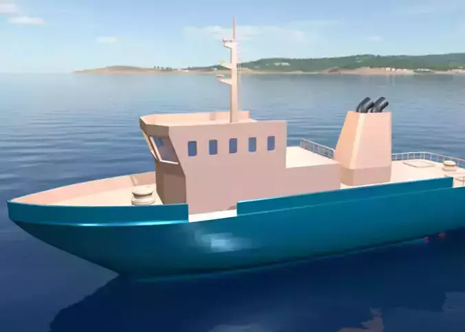 Low Poly Marine Supply Vessel Ship Model 3 Low-poly 3D model