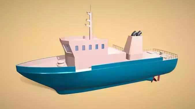 Low Poly Marine Supply Vessel Ship Model 3 Low-poly 3D model