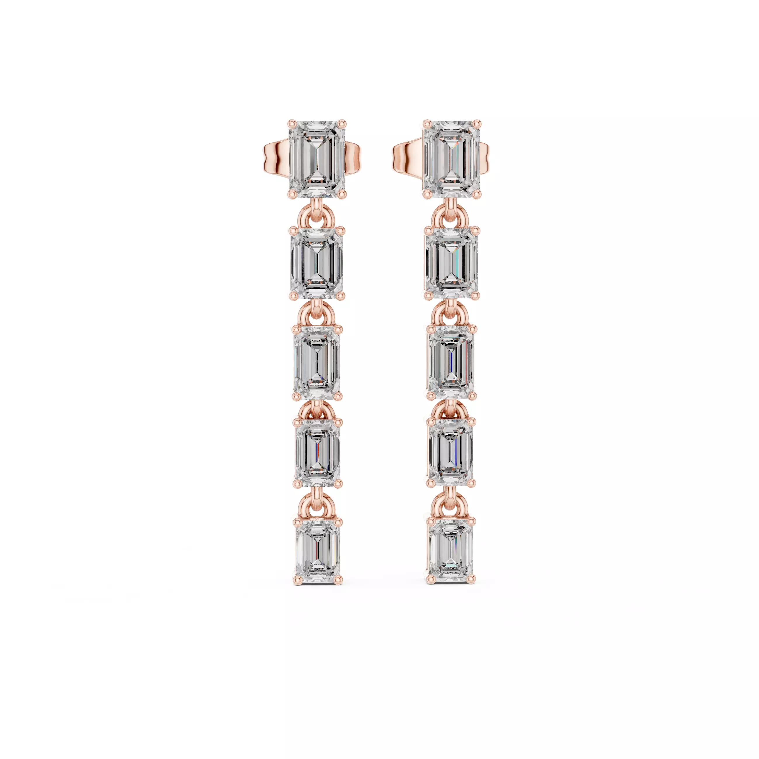 Emerald Cut Diamond Fancy Earring 3DM STL Video 3D print model