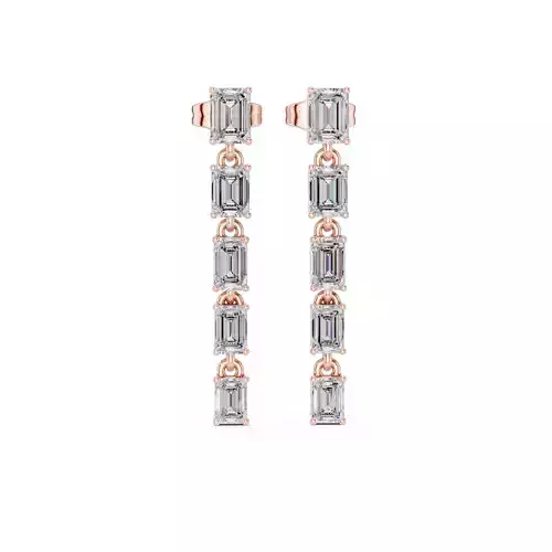 Emerald Cut Diamond Fancy Earring 3DM STL Video 3D print model
