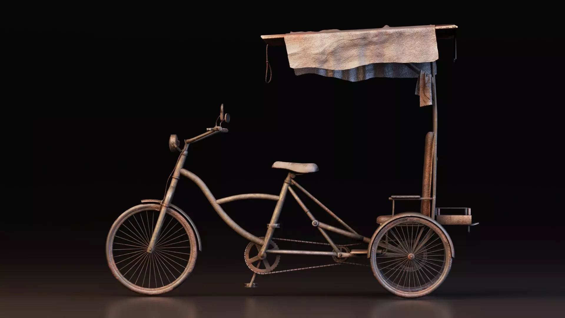 Rustic Cycle Rickshaw 3D model_3