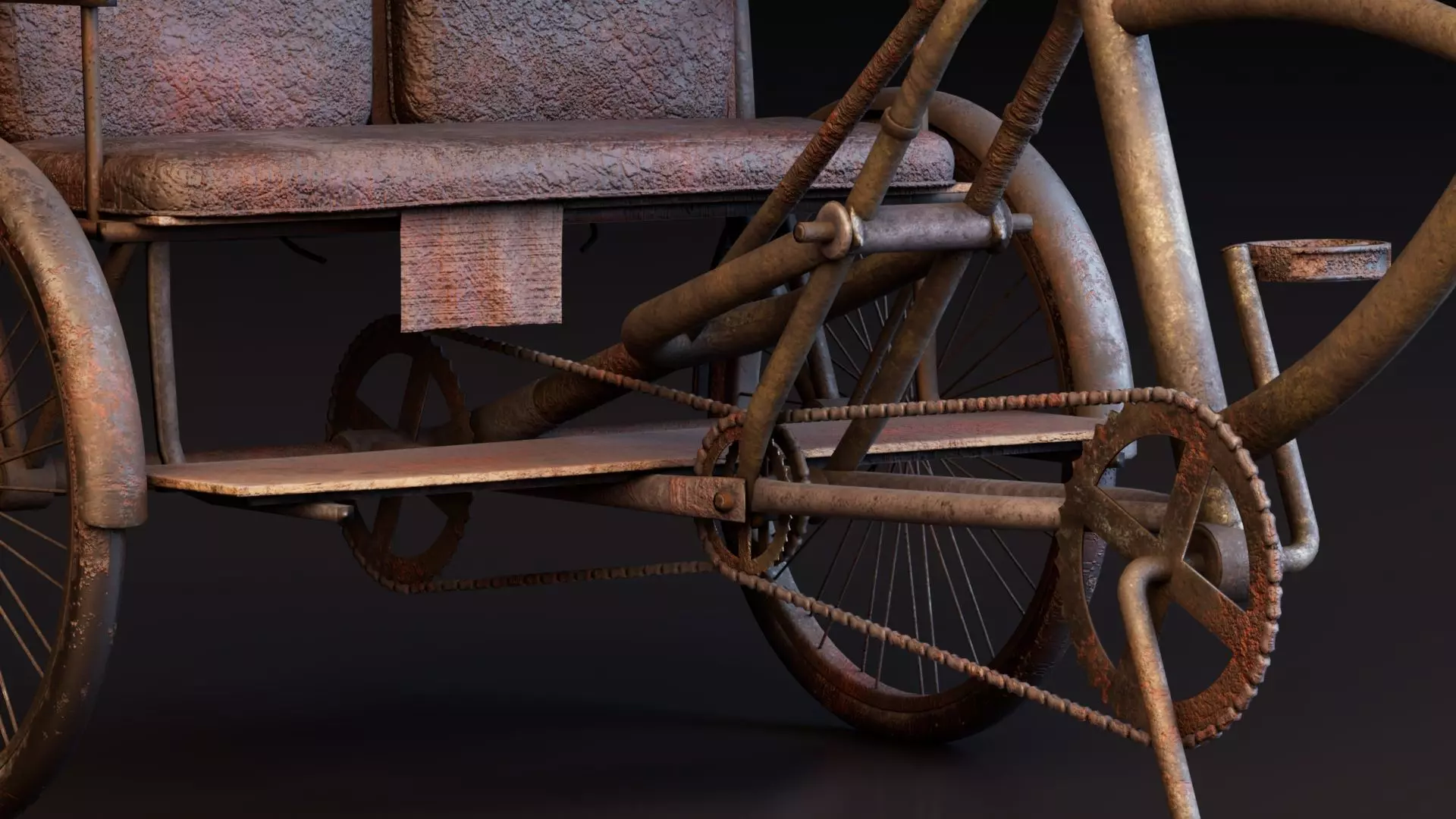 Rustic Cycle Rickshaw 3D model_9