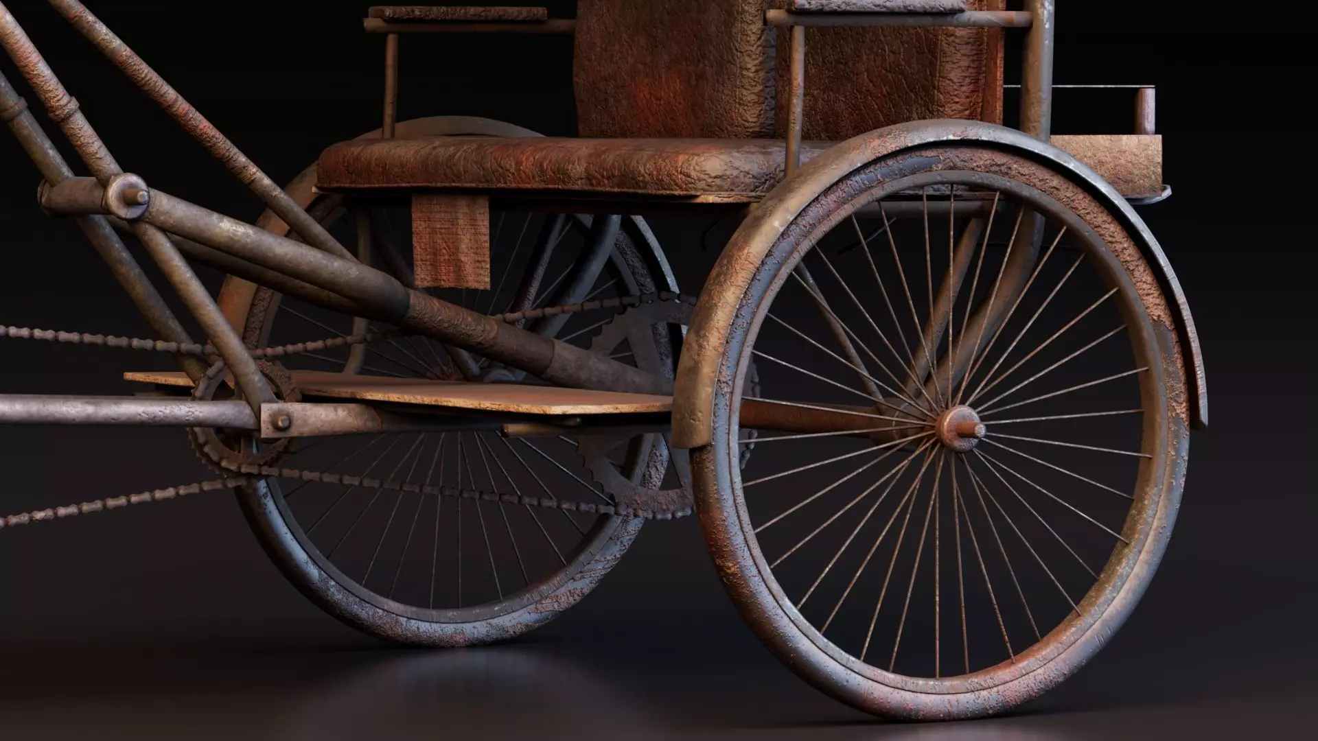 Rustic Cycle Rickshaw 3D model_7