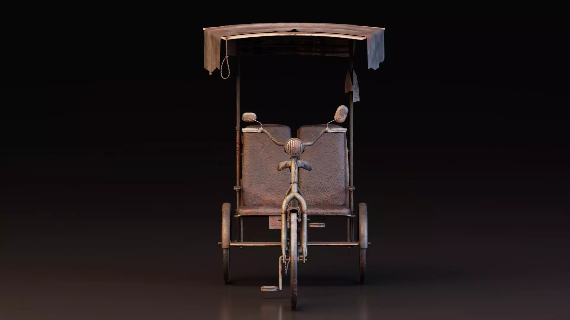 Rustic Cycle Rickshaw 3D model_2