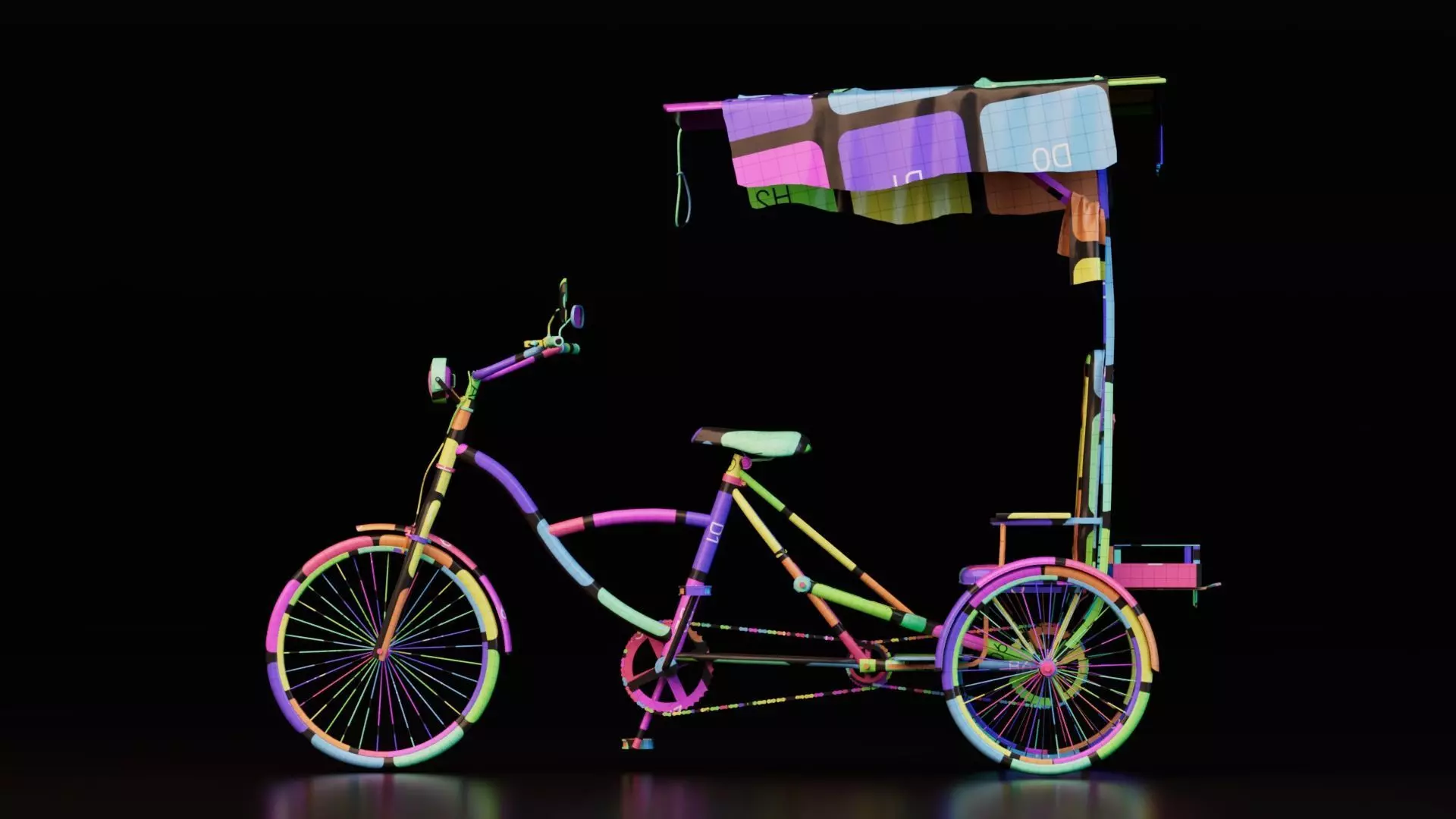 Rustic Cycle Rickshaw 3D model_19