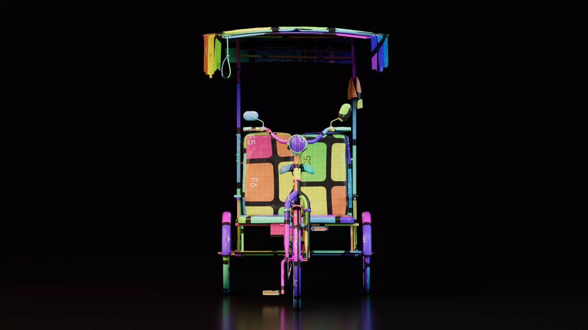 Rustic Cycle Rickshaw 3D model_18