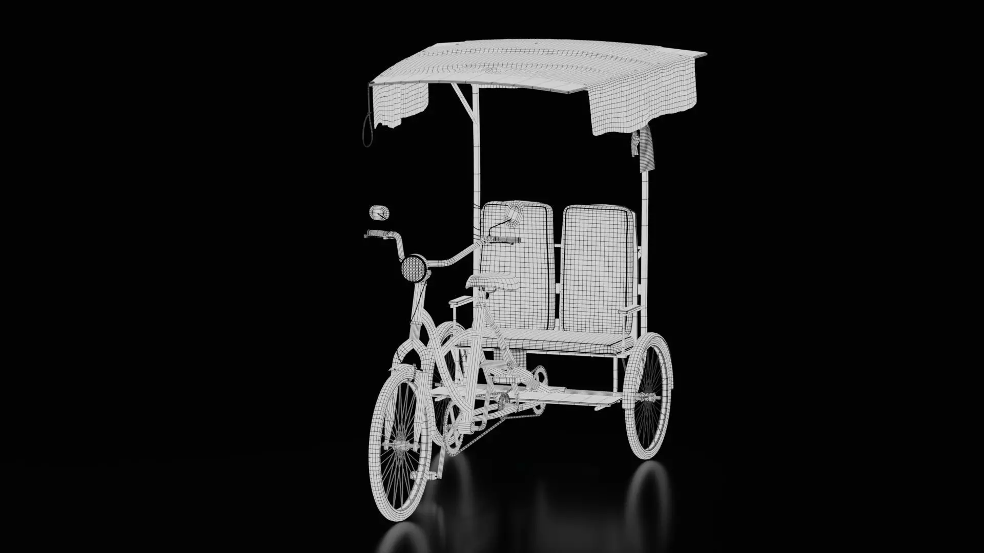 Rustic Cycle Rickshaw 3D model_13
