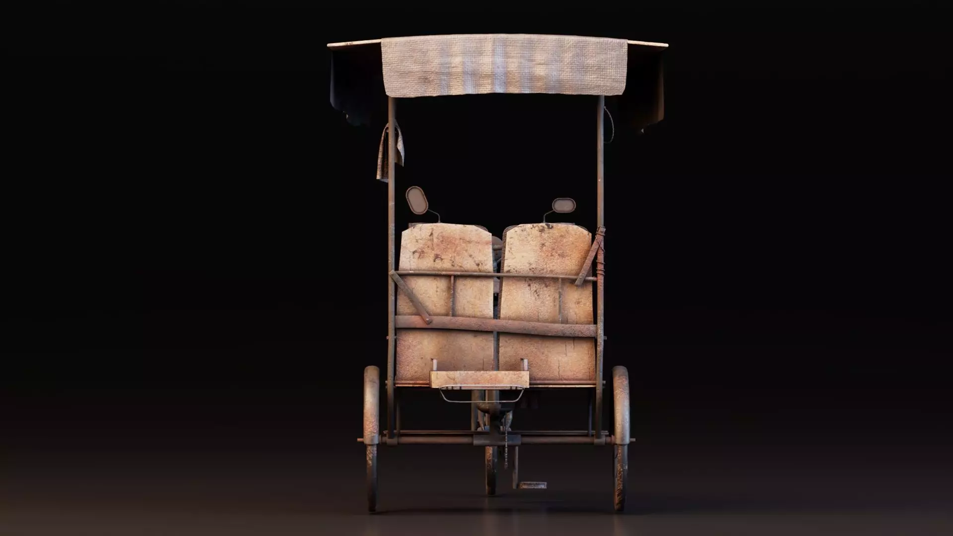 Rustic Cycle Rickshaw 3D model_4