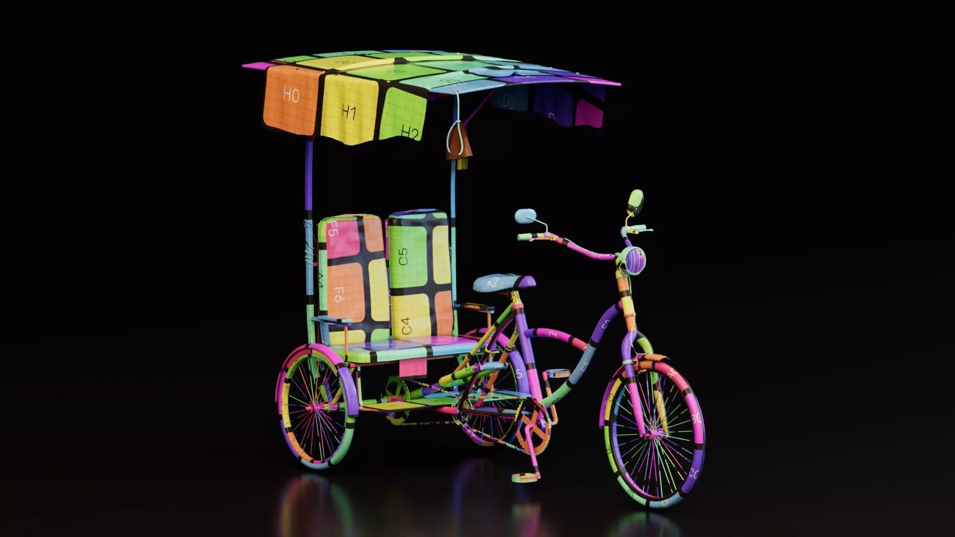 Rustic Cycle Rickshaw 3D model_17